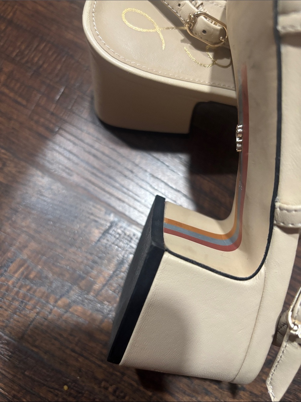 Sam Edelman Beige and Black Slingback Block Heels - Picture 2 of 7